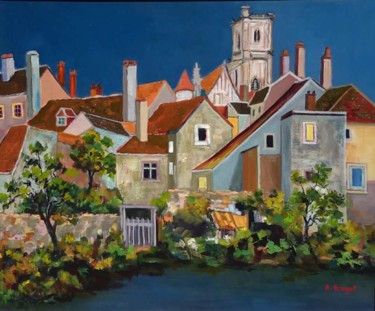 Peinture intitulée "Clamecy, le Beuvron" par Annie Bagot, Œuvre d'art originale, Huile