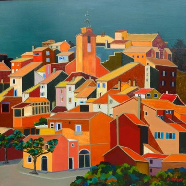 Schilderij getiteld "Roussillon" door Annie Bagot, Origineel Kunstwerk, Olie