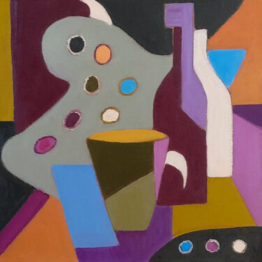 Картина под названием "abstrait 13" - Annie Bagot, Подлинное произведение искусства, Масло Установлен на картон