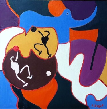Pittura intitolato "abstrait 18" da Annie Bagot, Opera d'arte originale, Olio Montato su Cartone