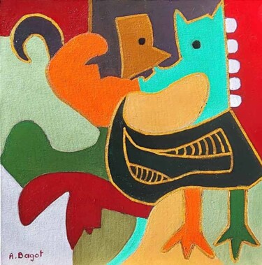 Pintura intitulada "abstrait 23" por Annie Bagot, Obras de arte originais, Óleo Montado em Cartão