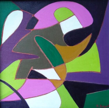 Painting titled "abstrait 27" by Annie Bagot, Original Artwork, Oil Mounted on Cardboard