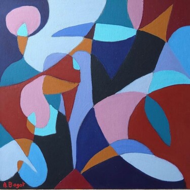 Painting titled "abstrait 33" by Annie Bagot, Original Artwork, Oil Mounted on Cardboard