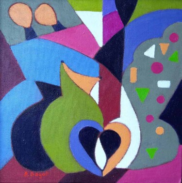 Painting titled "abstrait 43" by Annie Bagot, Original Artwork, Oil Mounted on Wood Panel