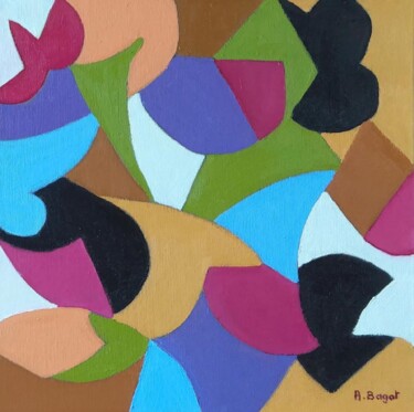 Painting titled "abstrait 44" by Annie Bagot, Original Artwork, Oil Mounted on Cardboard