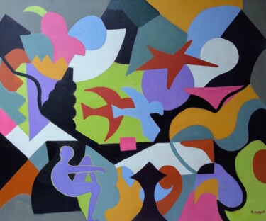 Peinture intitulée "abstrait 45" par Annie Bagot, Œuvre d'art originale, Huile Monté sur Panneau de bois