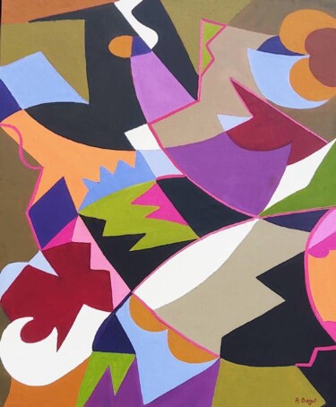 Peinture intitulée "abstrait 54" par Annie Bagot, Œuvre d'art originale, Huile Monté sur Panneau de bois