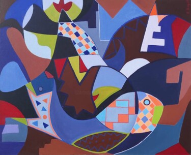 Peinture intitulée "abstrait 55" par Annie Bagot, Œuvre d'art originale, Huile Monté sur Panneau de bois