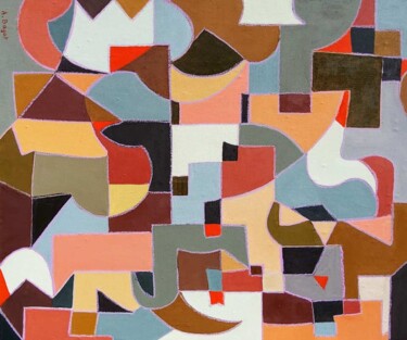 Pintura intitulada "abstrait 57" por Annie Bagot, Obras de arte originais, Óleo Montado em Outro painel rígido