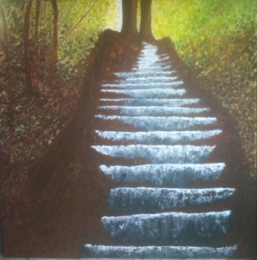 Painting titled "ESCALIER" by Annie Barrier, Original Artwork