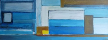 Peinture intitulée "compositin bleue" par Annie Bibaut, Œuvre d'art originale, Huile