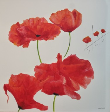 Painting titled "coquelicots-no-33" by Briand Annie, Original Artwork, Acrylic