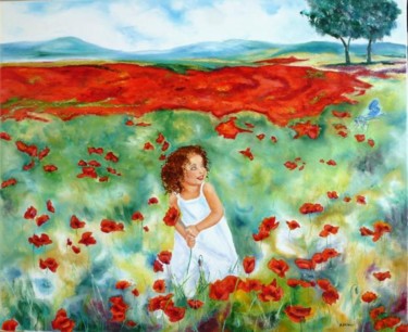Peinture intitulée "Petite fleur des ch…" par Briand Annie, Œuvre d'art originale