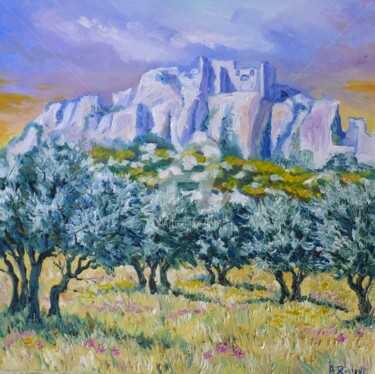 Картина под названием "Les Baux de Provence" - Annie Rivière, Подлинное произведение искусства, Масло Установлен на Деревянн…