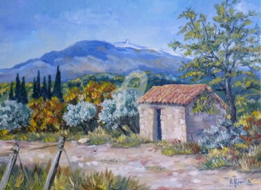 Pintura intitulada "Cabanon à l'automne…" por Annie Rivière, Obras de arte originais, Óleo