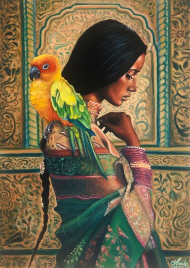 Картина под названием "Soraya" - Annika Geigel, Подлинное произведение искусства, Масло Установлен на Деревянная рама для но…