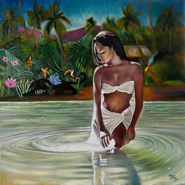 Картина под названием "Jungle" - Annika Geigel, Подлинное произведение искусства, Масло Установлен на Деревянная рама для но…