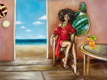 Painting titled "Capo Verde" by Annika Geigel, Original Artwork, Oil Mounted on Wood Stretcher frame