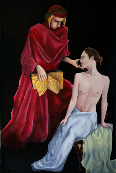Painting titled "Dante and Beatrice" by Annita Luxon, Original Artwork, Oil
