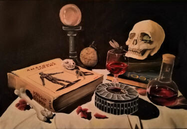 Pintura intitulada "Vanitas anatomica" por Annita Luxon, Obras de arte originais, Óleo