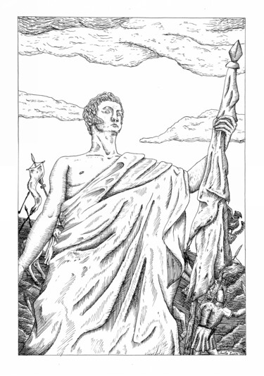 Рисунок под названием "The Roman" - Annita Luxon, Подлинное произведение искусства, Чернила