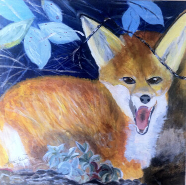 Painting titled "Blue Fox" by Ann Lahti, Original Artwork