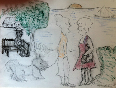 Disegno intitolato "evening-talk.jpg" da Ann Lahti, Opera d'arte originale, Altro