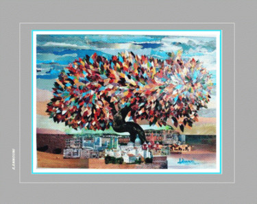 Peinture intitulée "l arbre" par Abdelali Announi, Œuvre d'art originale