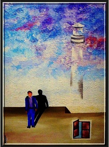Peinture intitulée "L'OMBRE NOIR" par Abdelali Announi, Œuvre d'art originale