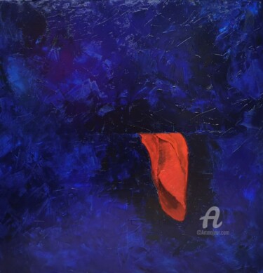 Картина под названием "Foulard rouge" - Anna Perjan, Подлинное произведение искусства, Масло Установлен на Деревянная рама д…