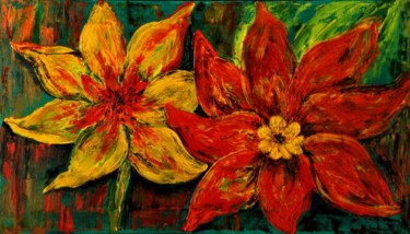 Painting titled "DUE FIORI" by Annuccia Ghisi, Original Artwork