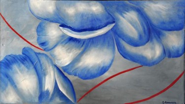 Pittura intitolato "FIORI BLU" da Annuccia Ghisi, Opera d'arte originale
