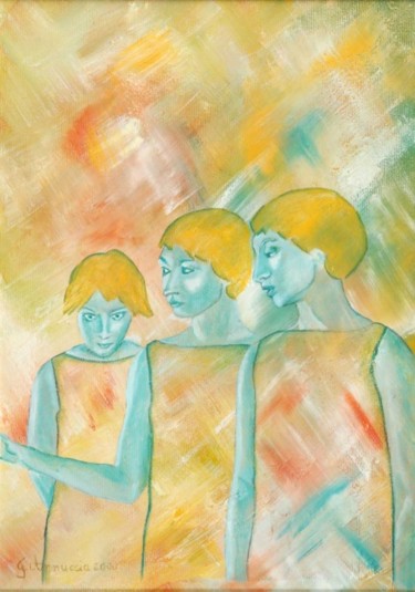 Painting titled "TRE RAGAZZE" by Annuccia Ghisi, Original Artwork