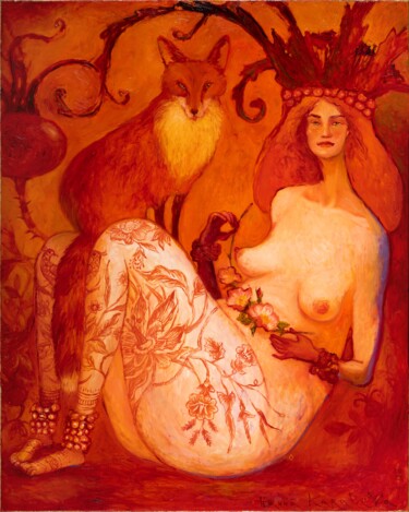 Schilderij getiteld "Rose hips" door Hanna Karaleva, Origineel Kunstwerk, Olie
