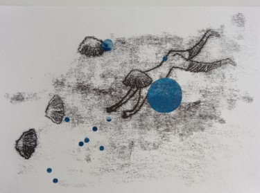 Prenten & gravures getiteld "Bleubulle" door Anna Vliet, Origineel Kunstwerk, Monotype