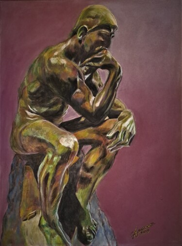 Peinture intitulée "Le penseur" par Anny Dournon, Œuvre d'art originale, Pastel