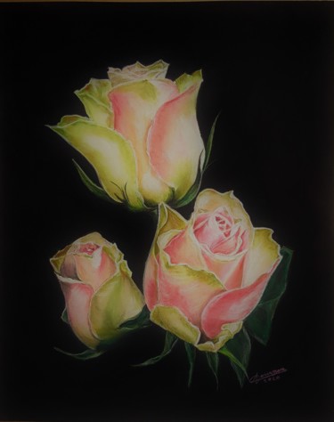 Painting titled "Fraicheur" by Anny Dournon, Original Artwork, Pastel