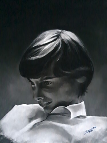 Pintura titulada "Portrait garçon" por Anny Dournon, Obra de arte original, Pastel