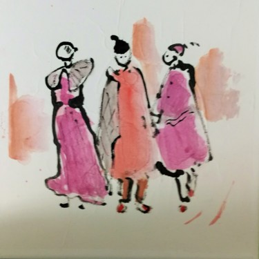 Painting titled "Trio" by Anne Dromard, Original Artwork, Acrylic