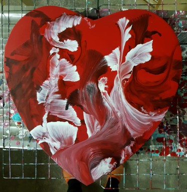 Peinture intitulée "Toile cœur string s…" par Anny Burtscher-Beaudoin, Œuvre d'art originale, Acrylique