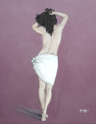 Painting titled "Sortie de bain" by Anny Burtscher-Beaudoin, Original Artwork, Pastel