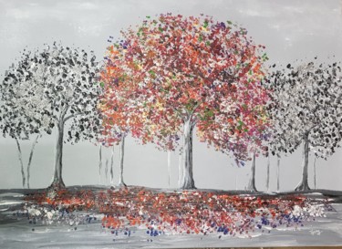 Malerei mit dem Titel "Quand l'automne est…" von Anny Burtscher-Beaudoin, Original-Kunstwerk, Acryl