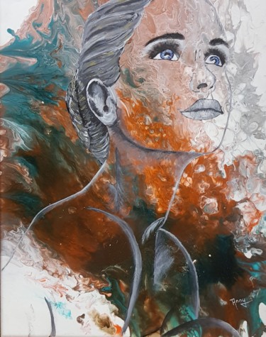 Картина под названием "Réflexion de femme" - Anny Burtscher-Beaudoin, Подлинное произведение искусства, Акрил