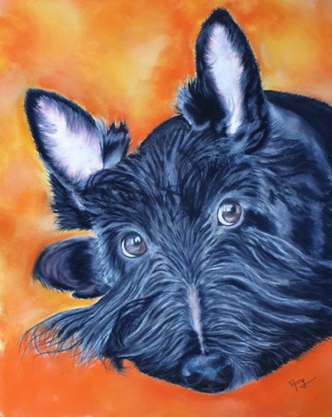 Pintura intitulada "Scottich terrier" por Anny Burtscher-Beaudoin, Obras de arte originais, Pastel