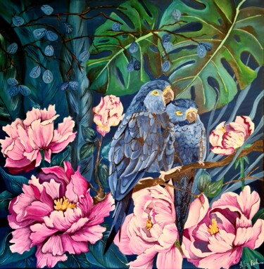 Pintura titulada "Blue parrot" por Anonciata Braun-Brinkmann, Obra de arte original, Acrílico