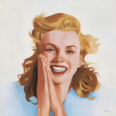 Painting titled "Marilyn Monroe" by Anong Lopes, Original Artwork, Oil Mounted on Wood Stretcher frame