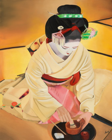 Cérémonie du thé Pintura, óleo, figurativo, obra de arte por Lopes Anong
