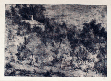 Incisioni, stampe intitolato "La casa nel bosco" da Anonimo Bini, Opera d'arte originale, Acquaforte