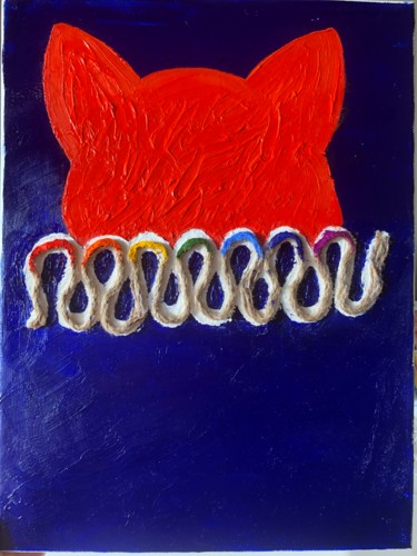 Картина под названием "Fox" - Ronda Berg, Подлинное произведение искусства, Масло Установлен на Деревянная рама для носилок