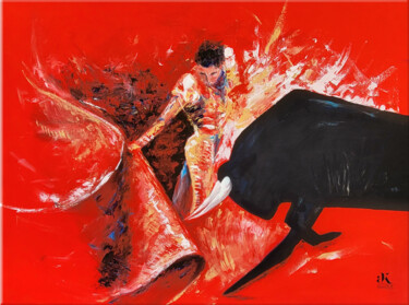 Painting titled "ROUGE, RAGE, DANSEU…" by Anouchk, Original Artwork, Acrylic Mounted on Wood Stretcher frame